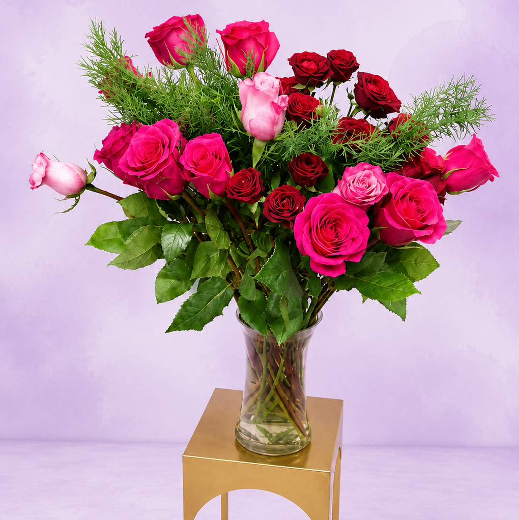 Blush & Burgundy Rose Arrangement