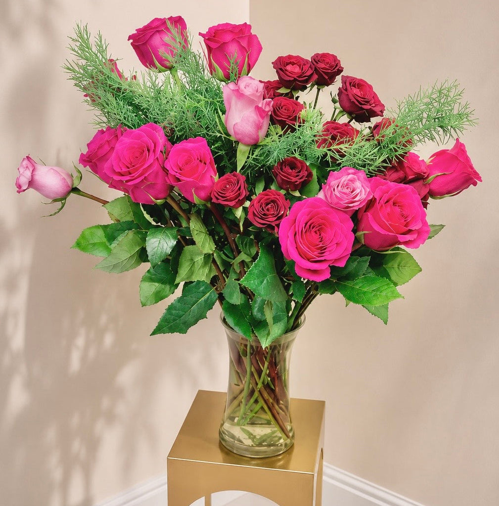 Blush & Burgundy Rose Arrangement