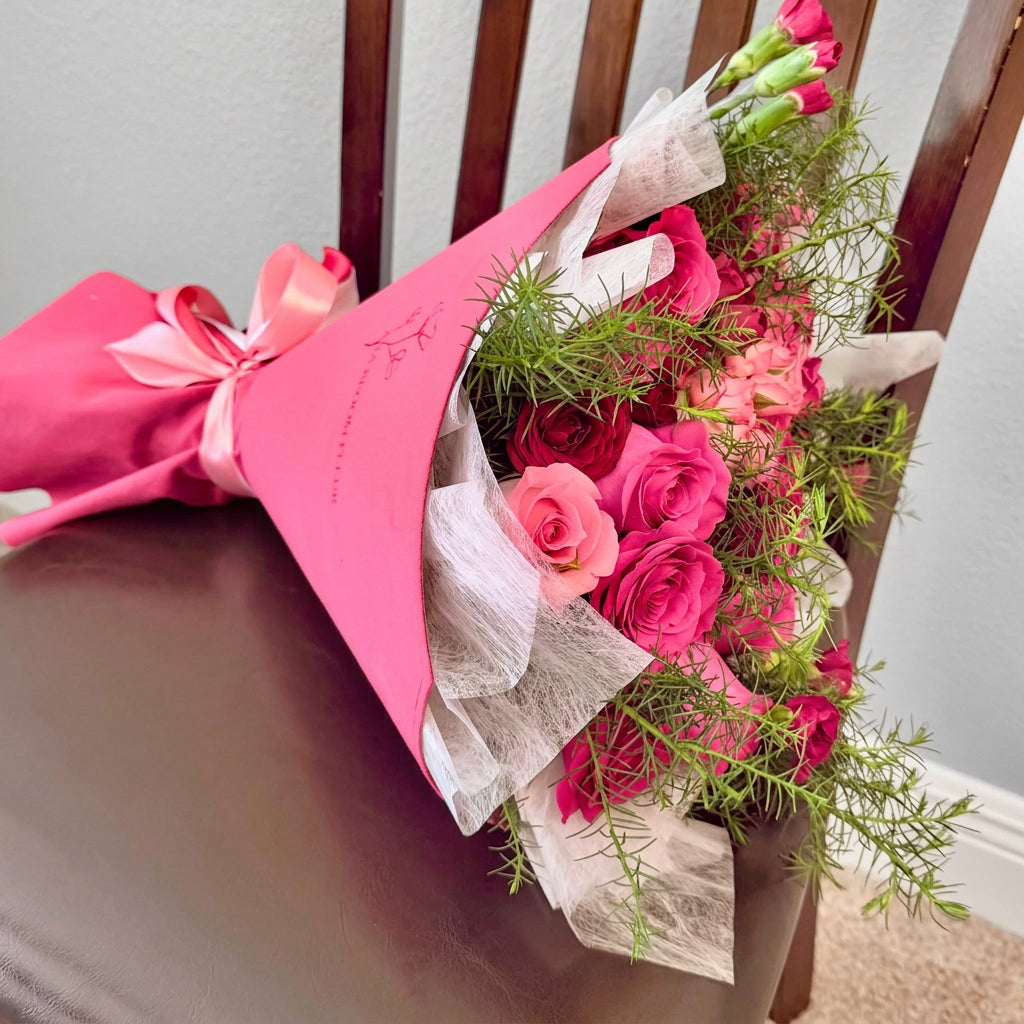 Blush & Burgundy Rose Arrangement