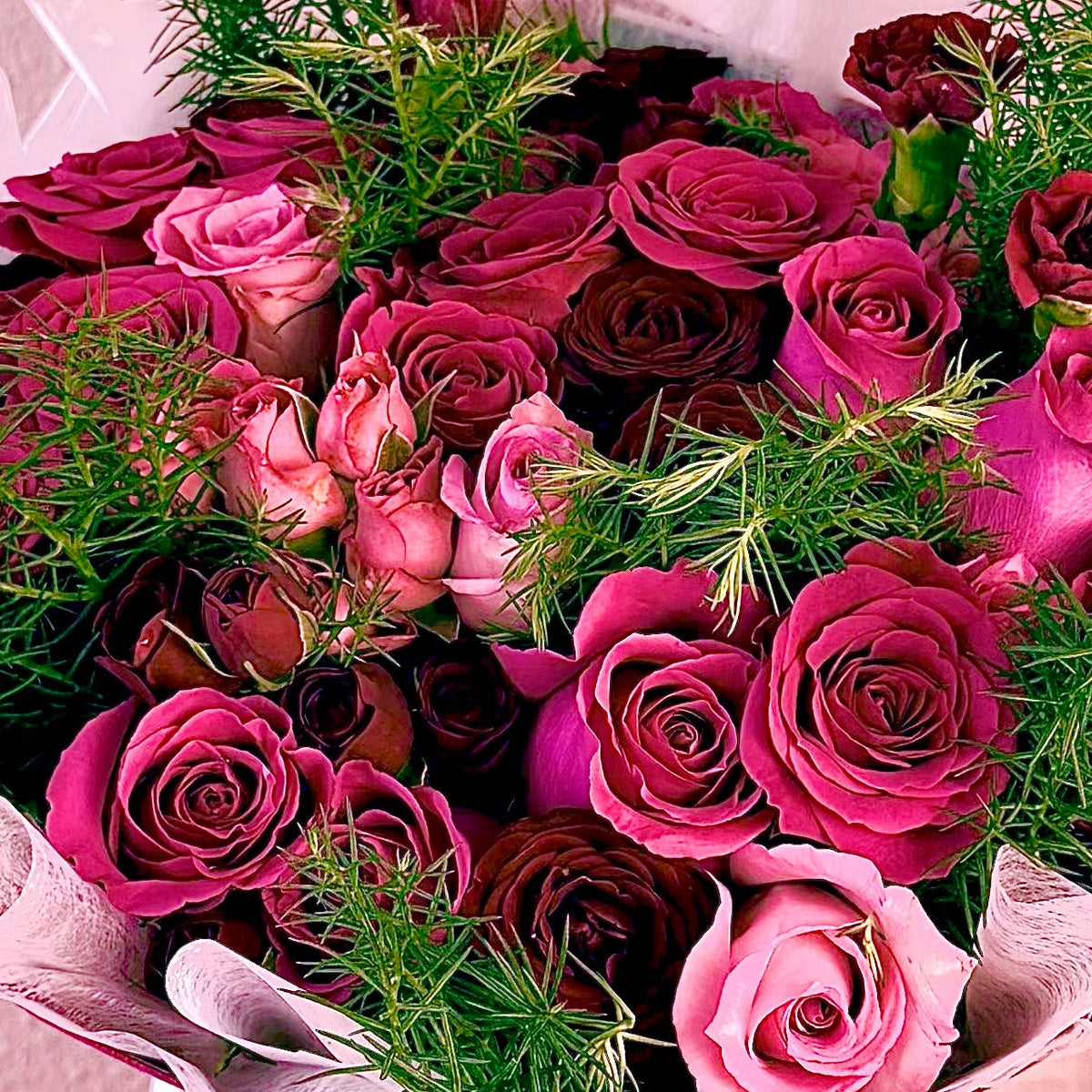 Blush & Burgundy Rose Arrangement