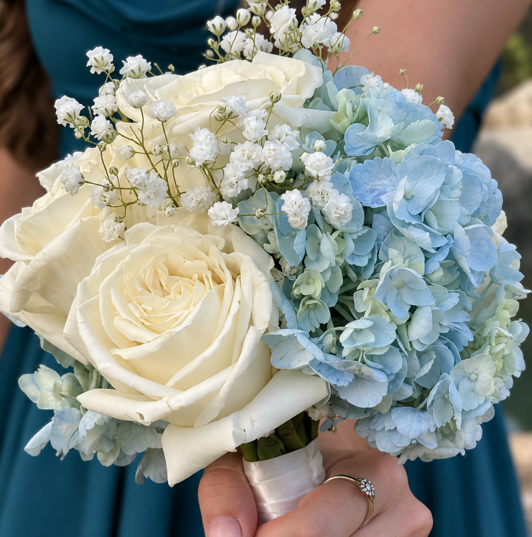 Blue & Ivory Homecoming Bouquet