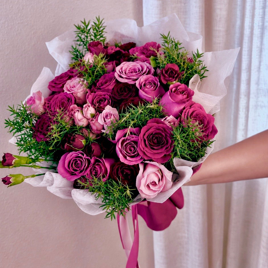Blush & Burgundy Rose Arrangement