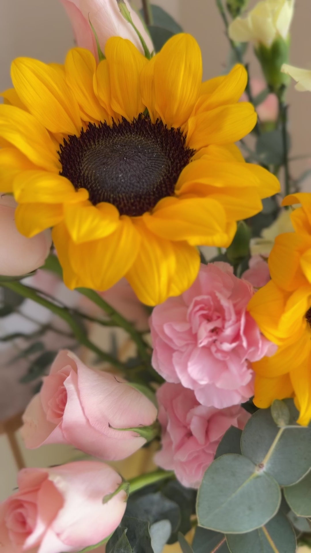 Golden Sunflower Blush Bouquet